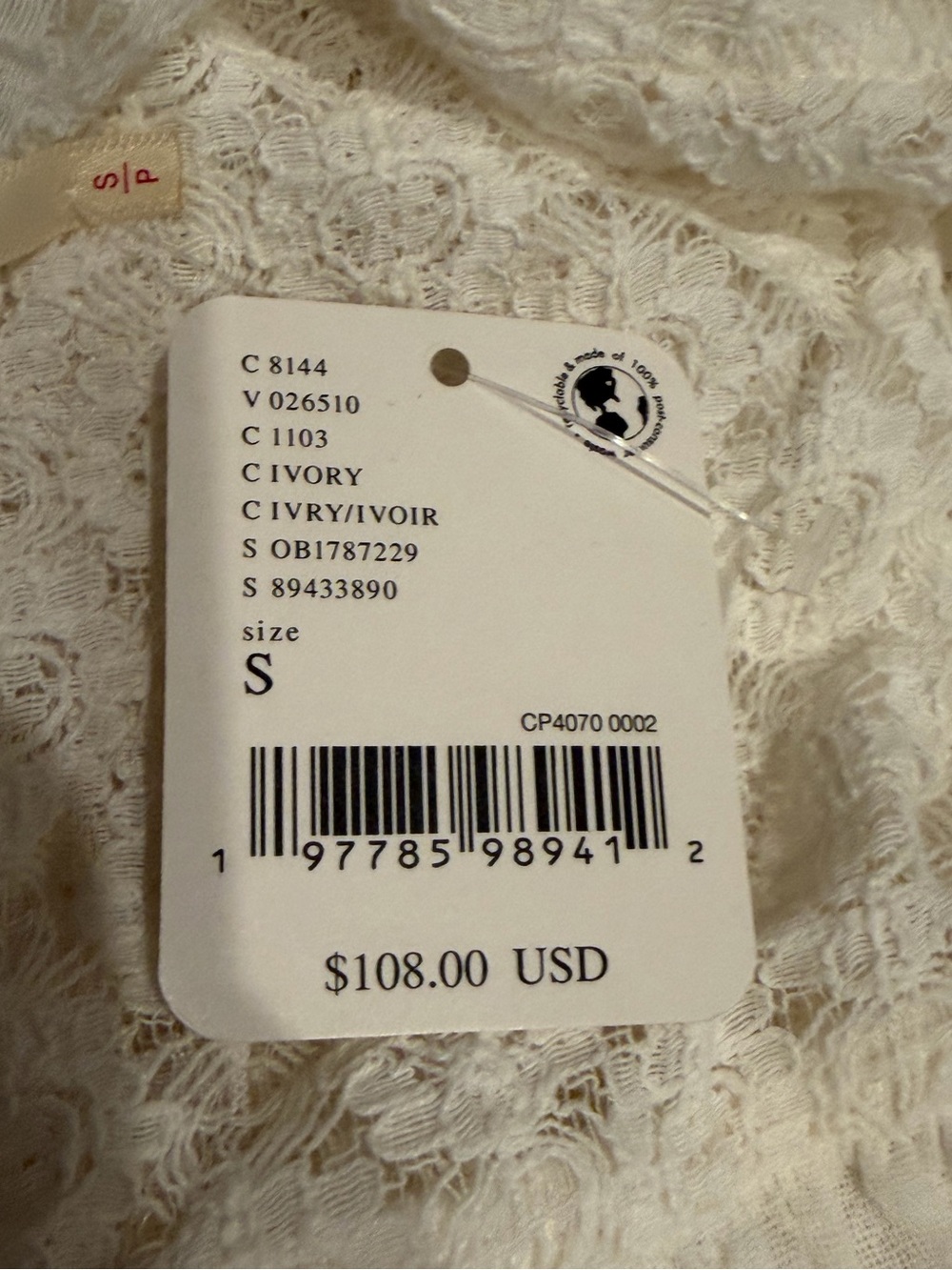 Free People NWT Cream Ruffled Lace Midi Dress - Picture 4 of 5